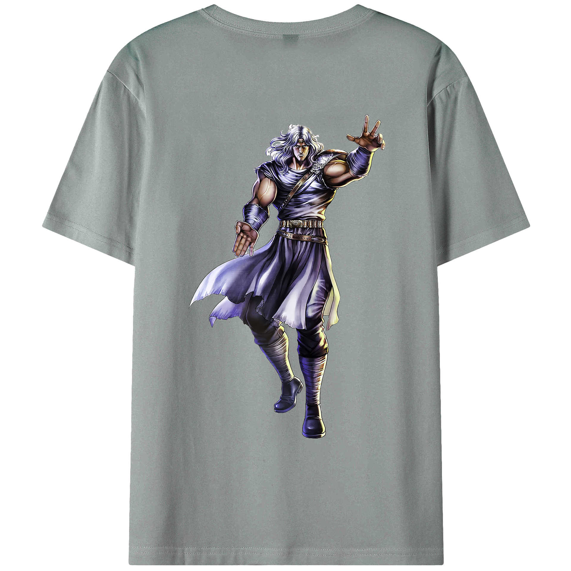 （画像用） 北斗の拳 Fist of the North Star 綿100％ メンズ半袖Tシャツ（バックプリント） 通気性
